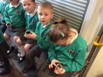P1 enjoy their visit to the Waste Education Bus.